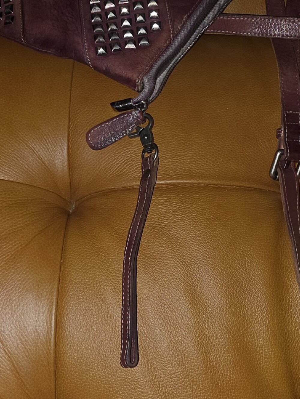 Pol Studded Burgundy Maroon Wine Leather Crossbody Bag - Picture 15 of 15